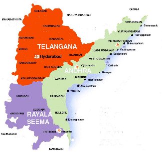 Map of the proposed state of  Telangana